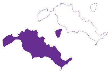 Heigun and Kakezu island (Japan, East Asia, Japanese archipelago, Oki Islands) map vector illustration, scribble sketch map