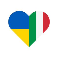 heart shape icon with italy and ukraine flags. vector illustration isolated on white background