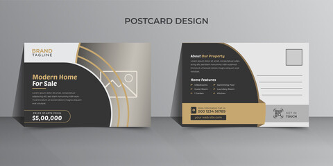 Minimal and creative real estate postcard template design, real estate brochure design, cover, annual report, poster, postcard template