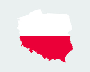 Poland Flag Map. Map of the Republic of Poland with the Polish country banner. Vector Illustration.