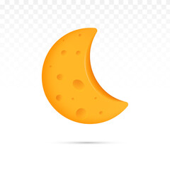 3d cute yellow cresent moon cartoon render style Free Vector