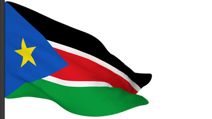 Naklejka premium national flag background image,wind blowing flags,3d rendering,Flag of South Sudan