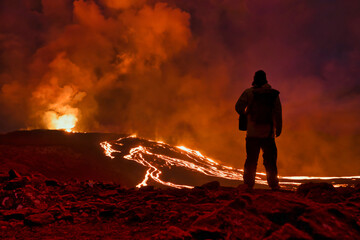 Fagradalsfjall volcano erupting in Iceland
