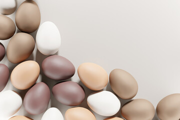 3d render of neutral tone beige Easter eggs pattern
