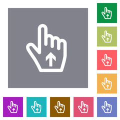 Hand cursor up outline square flat icons
