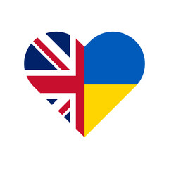heart shape icon with uk and ukraine flags. vector illustration isolated on white background