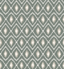 Hand-Drawn Traditional Boho Ikat Diamonds Vector Seamless Pattern. Modern Retro Woven Geometric Print, Perfect for Textiles, Fashion, Background. Tribal Texture
