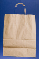 Empty brown paper shopping bag with Handles.