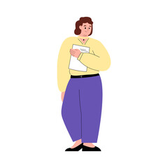 Modern woman with chubby plump body shape, flat vector illustration isolated.