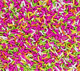 3D illustration of colorful rainbow sprinkles background