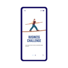 Business challenge onboarding mobile page concept, flat vector illustration.