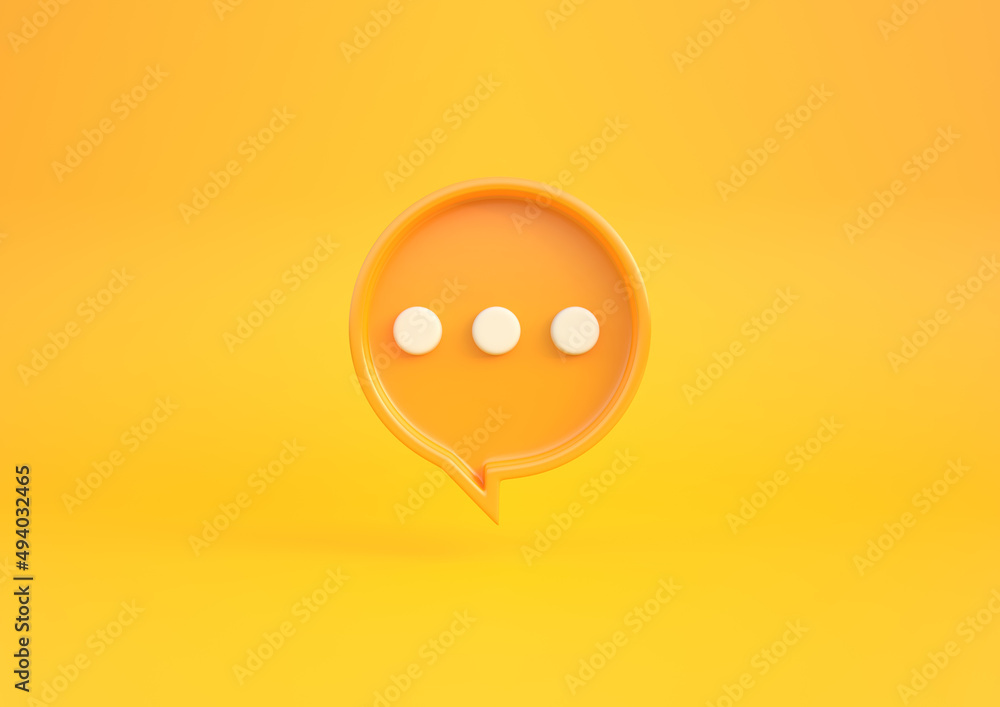 Poster 3d minimal round yellow chat bubble isolated on a yellow background with copy space. speech bubble i