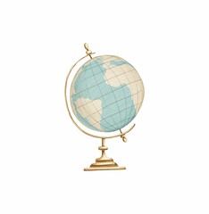 A hand-drawn globe on a white background. Vintage style. Stock illustration.