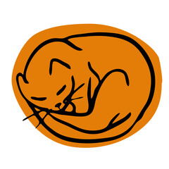 Cat vector line illustration isolated on white background for avatar, logotype, store, clinic stickers and book design. Doodle lying cat modern illustration.