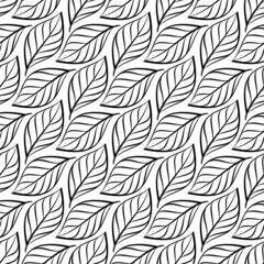 Vector seamless texture. Modern geometric background with abstract leaves.