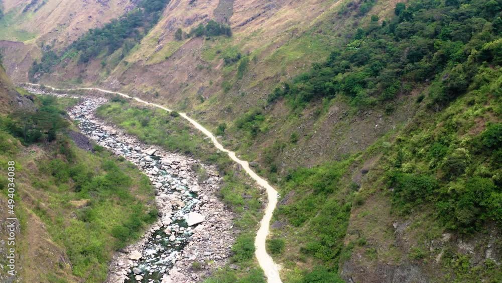 Wall mural flight above the urubamba river near machu picchu in peru