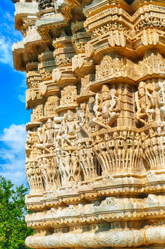 Towers and columns of Chaturmukha Dharana Vihara Jain temple, Karkala, India
