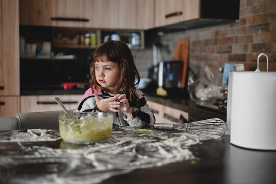 Domestic Life. Real People. Kid Helps Mother By House