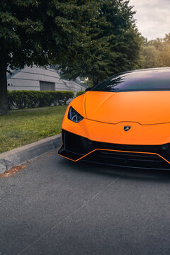 Kyiv, Ukraine - June 2021: itlaian supercar Lamborghini Huracan Evo.