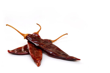 Guajillo chili, dried guajillo chili isolated on white background with space for text