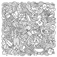Baby hand drawn vector doodles funny illustration.