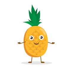 Vector pineapple isolated on white background. Cartoon character.