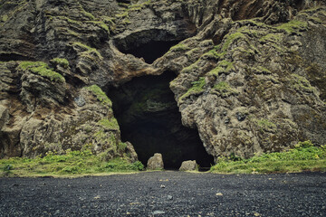 Yoda Cave at Hjorleifshofdi in Iceland,