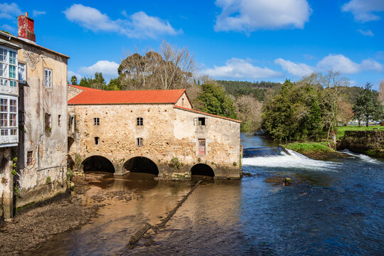 Ancient flour mill by the mouth of River Xuvia in the Ferrol estuary 
