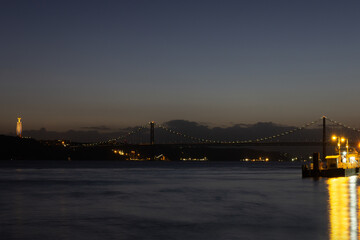 Beautiful sunset on the Tagus River, in Lisbon