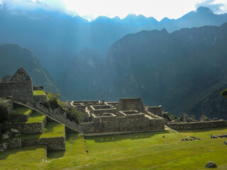 Royal Palace next to the Acllahuasi in Machu Picchu citadel of the Inca empire in Cusco (Cuzco),...