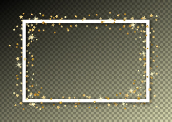 White frame with golden glitter isolated on transparebt background. Shining design template. - 494040881