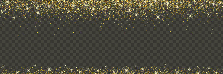 Golden shine glitter isolated on transparent background. Sparkling vector borders. Horizontal design elements for cards, invitations, posters and banners.
- 494040882