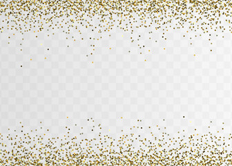 Golden glitter isolated on transparent background. Sparkling vector borders. Shining design elements for greeting cards, invitations, posters and banners. - 494040884
