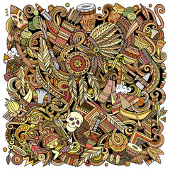 Native American hand drawn vector doodles illustration.