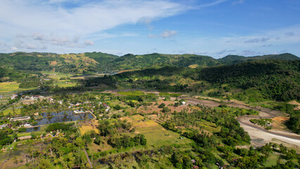 Fototapeta na wymiar Aerial view of beautiful scenery in lombok. Lombok, Indonesia, March 22, 2022