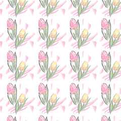 seamless pattern, watercolor tulips