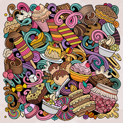 Sweet food cartoon vector doodles illustration.