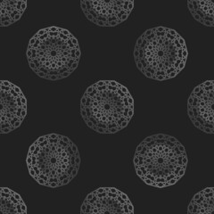 Seamless islamic pattern with radial ornament in moroccan style. Mettalic pattern on dark background. Abstract geometric ornament vector.