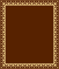 Decorative frame Elegant vector element for design in Eastern style, place for text. Floral golden and brown border. Lace illustration for invitations and greeting cards