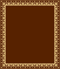 Decorative frame Elegant vector element for design in Eastern style, place for text. Floral golden and brown border. Lace illustration for invitations and greeting cards