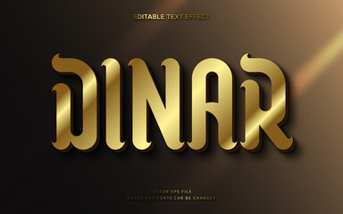 Editable 3d gold dinar text effect. Luxury golden fancy font style perfect for logotype, title or heading.	 - obrazy, fototapety, plakaty