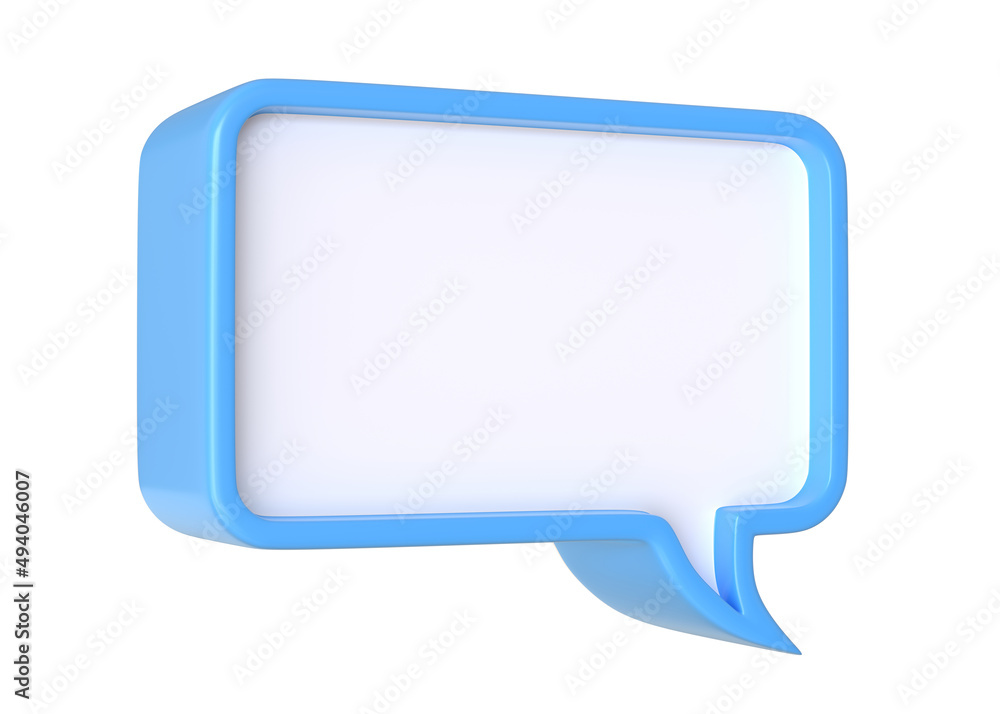 Poster 3d minimal blue chat bubble isolated on a white background with copy space. speech bubble icon. comm