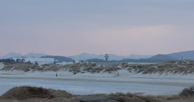 timelapse from sola beach at stavanger airport