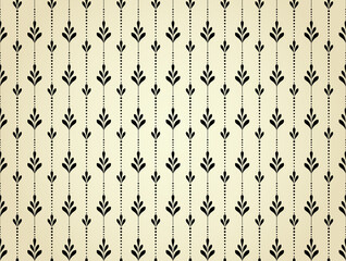 Flower geometric pattern. Seamless vector background. Beige and black ornament