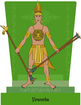 Illustration vector isolated of Inca, mythical god. Viracocha.
