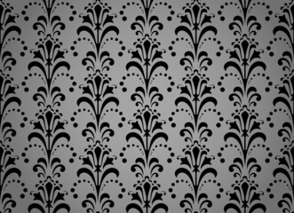 Flower geometric pattern. Seamless vector background. Black and gray ornament