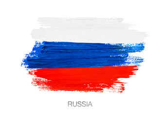 Russia flag on a white isolated background