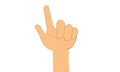 Hand Vector illustration. Human Cartoon hand up in the air. Two Fingers Up
