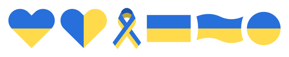 Ukrainian symbols. Ribbon with ukrainian flag. Ukraine flag vector set. Vector 10 EPS.