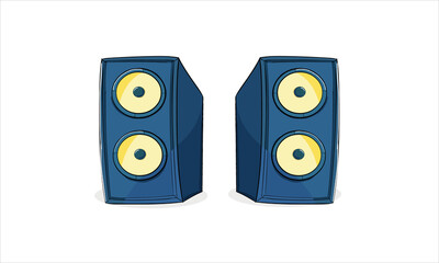 Blue Speaker Music speaker icon, cartoon style Isolate on white Background

